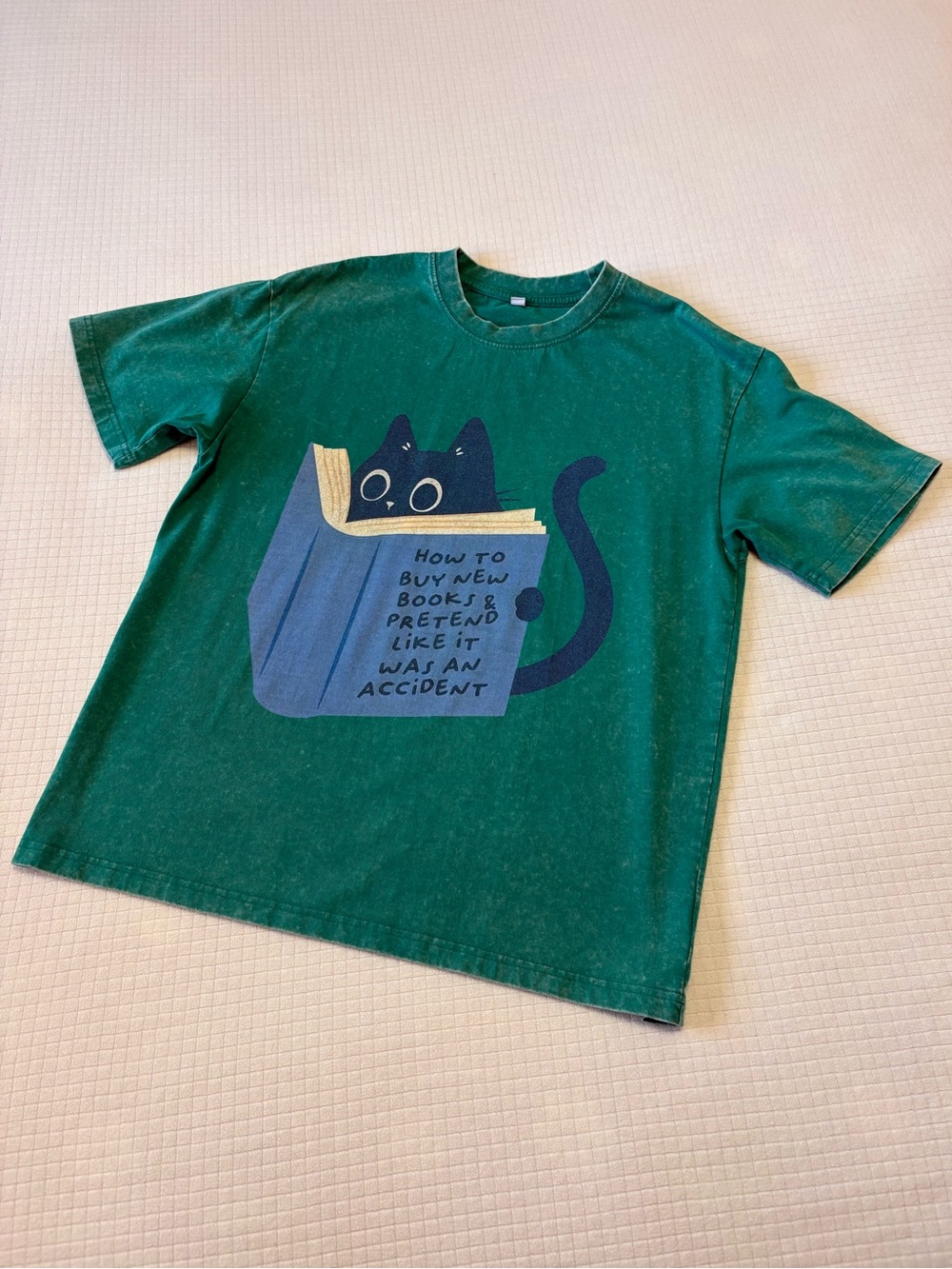 Pagewings green bookish cat tee